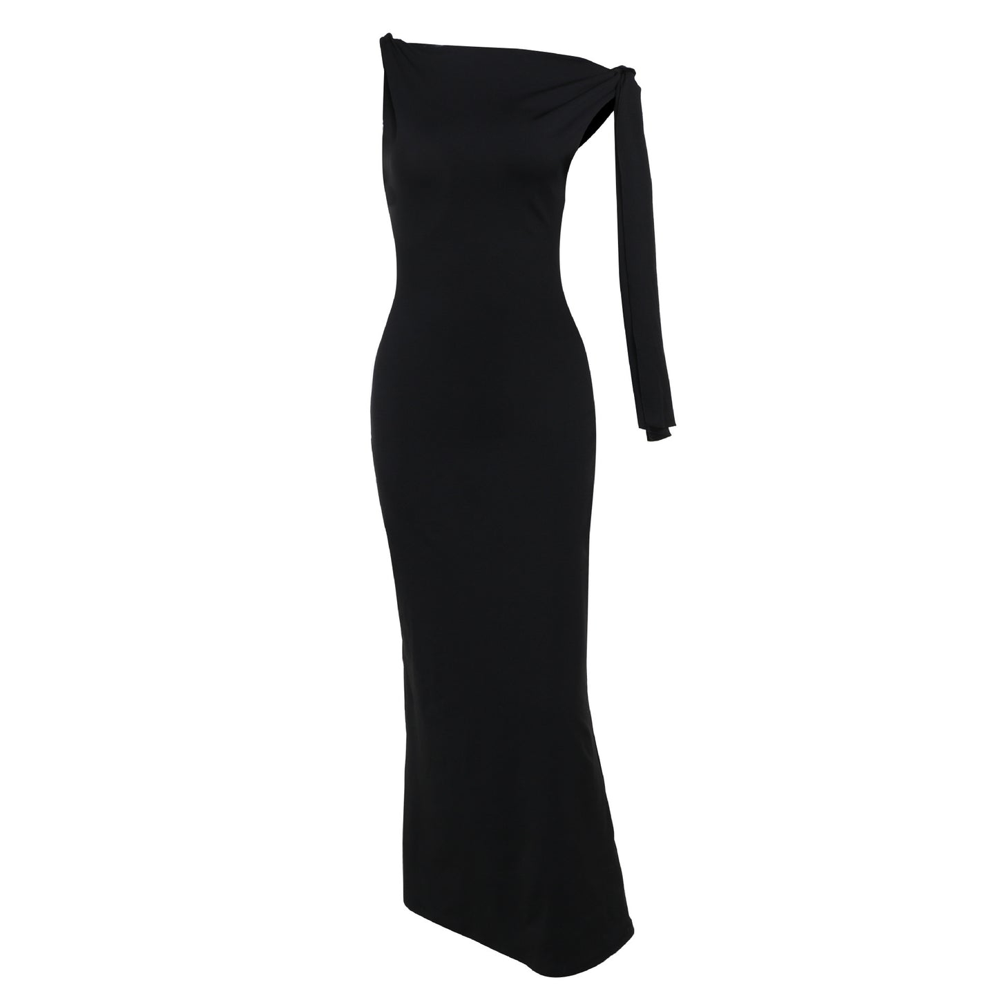 One Shoulder Ribbon Long Dress INS Fashion Slim Sleeveless Dresses