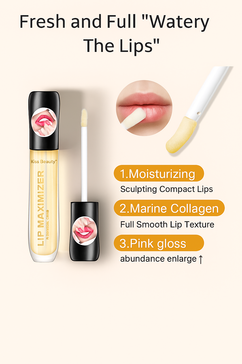 Kissbeauty Transparent Lip Oil Moisturizing Fade Lip Lines Elastic Moisturizing Big Mouth Lip Maximizer