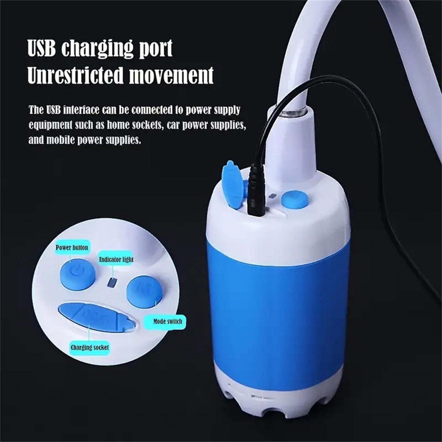 Portable Electric Camping Shower – Waterproof & Rechargeable
