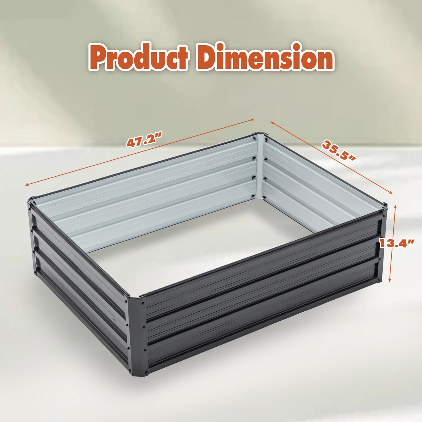 Outdoor Galvanized Raised Garden Bed Kit, Black Rectangle Planter For Vegetables, Fruits, And Herbs