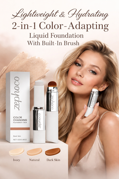 𝐅𝐥𝐚𝐰𝐥𝐞𝐬𝐬 𝐒𝐤𝐢𝐧 𝐈𝐧 𝐒𝐞𝐜𝐨𝐧𝐝𝐬 ✨ 𝟐-𝐢𝐧-𝟏 𝐂𝐨𝐥𝐨𝐫-𝐂𝐡𝐚𝐧𝐠𝐢𝐧𝐠 𝐅𝐨𝐮𝐧𝐝𝐚𝐭𝐢𝐨𝐧 𝐒𝐭𝐢𝐜𝐤 𝐖𝐢𝐭𝐡 𝐁𝐫𝐮𝐬𝐡